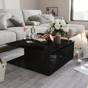 Coffee Table 80x80x31 cm Engineered Wood – High Gloss Black