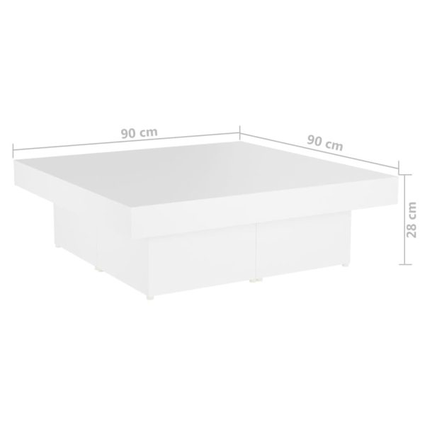 Coffee Table 90x90x28 cm Engineered Wood – White