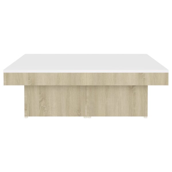 Coffee Table 90x90x28 cm Engineered Wood – White and Sonoma Oak