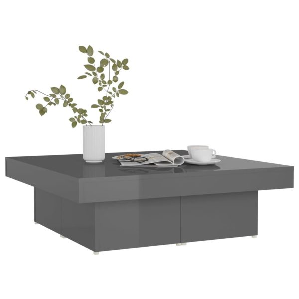 Coffee Table 90x90x28 cm Engineered Wood – High Gloss Grey