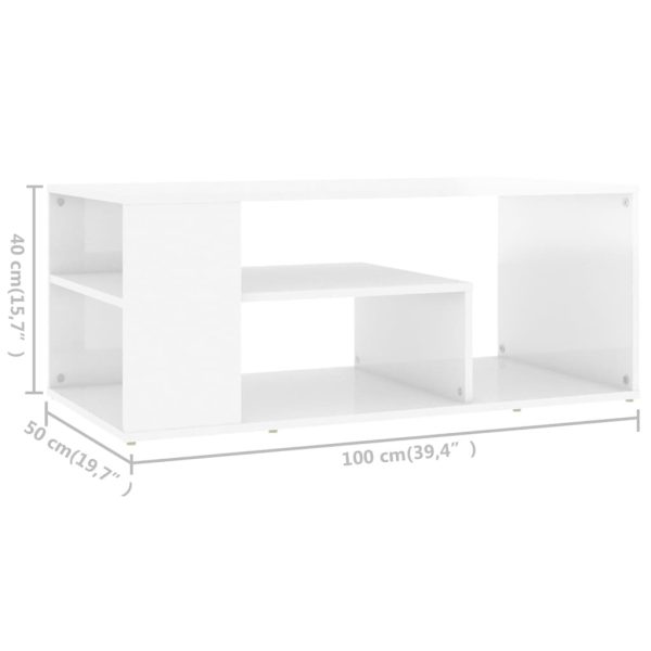 Coffee Table 100x50x40 cm Engineered Wood – High Gloss White