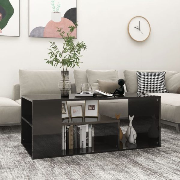 Coffee Table 100x50x40 cm Engineered Wood – High Gloss Black