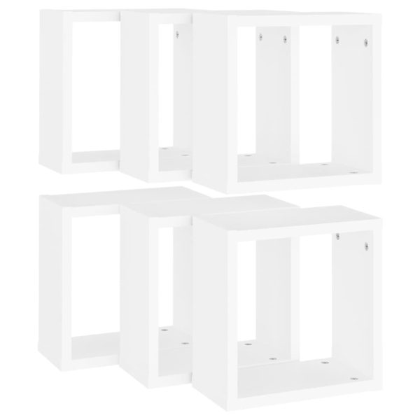 Wall Cube Shelves 6 pcs – 30x15x30 cm, White