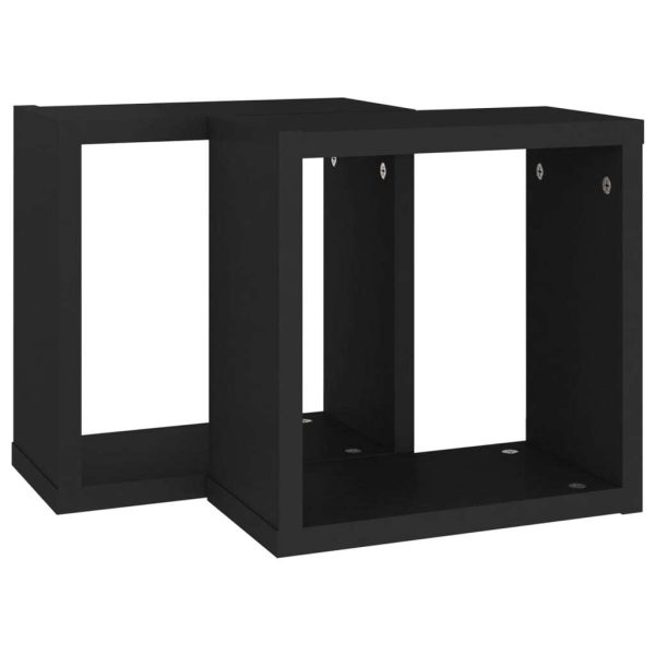 Wall Cube Shelves 2 pcs – 30x15x30 cm, Black