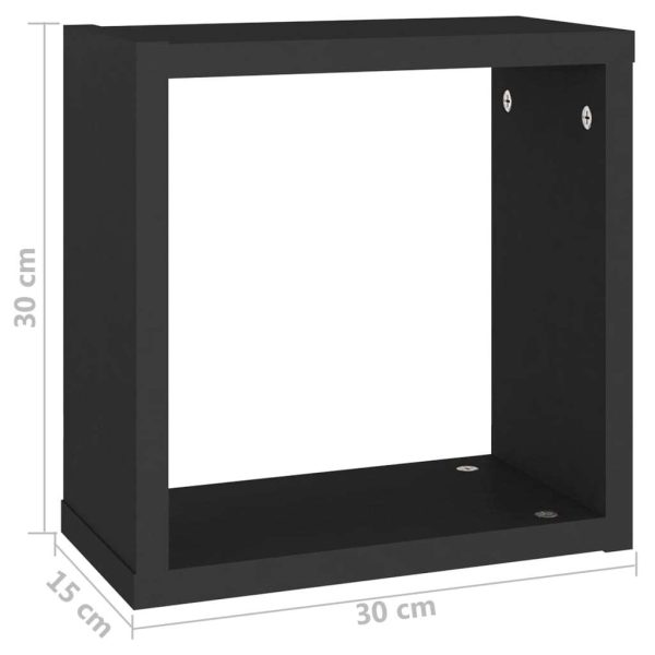Wall Cube Shelves 4 pcs – 30x15x30 cm, Black