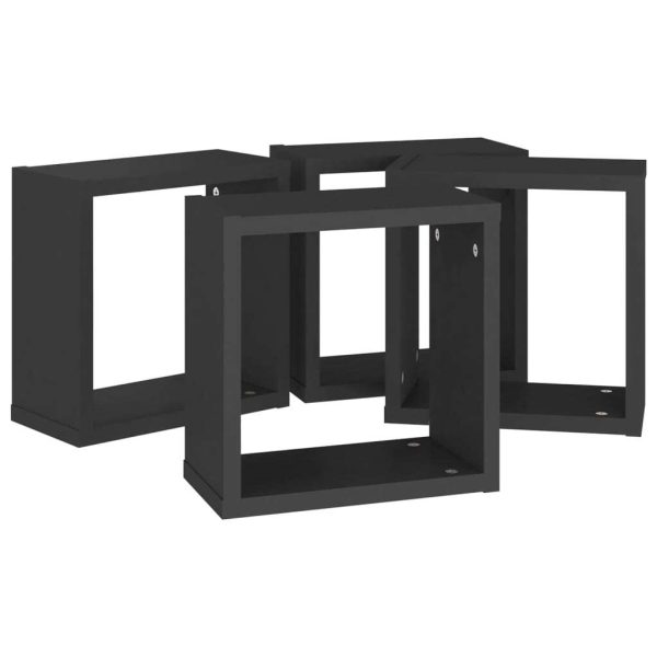 Wall Cube Shelves 4 pcs – 30x15x30 cm, Black