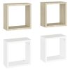 Wall Cube Shelves 4 pcs – 30x15x30 cm, White and Sonoma Oak