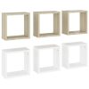 Wall Cube Shelves 6 pcs – 30x15x30 cm, White and Sonoma Oak