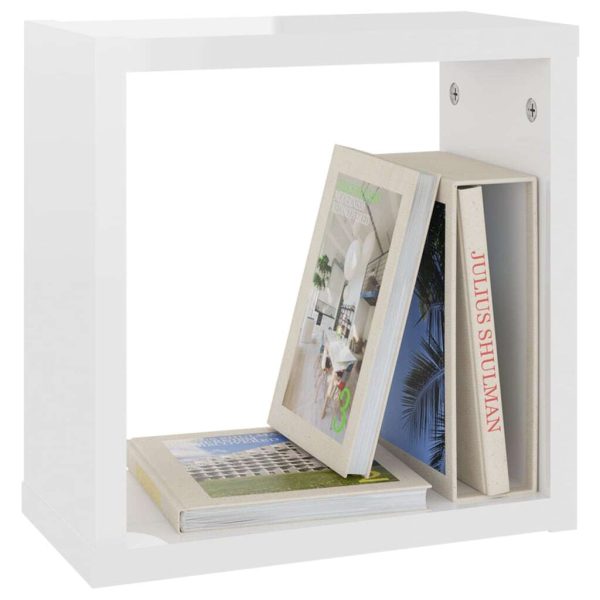 Wall Cube Shelves 4 pcs – 30x15x30 cm, High Gloss White