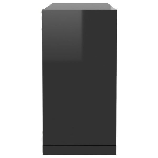 Wall Cube Shelves 4 pcs – 30x15x30 cm, High Gloss Black