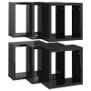 Wall Cube Shelves 6 pcs – 30x15x30 cm, High Gloss Black
