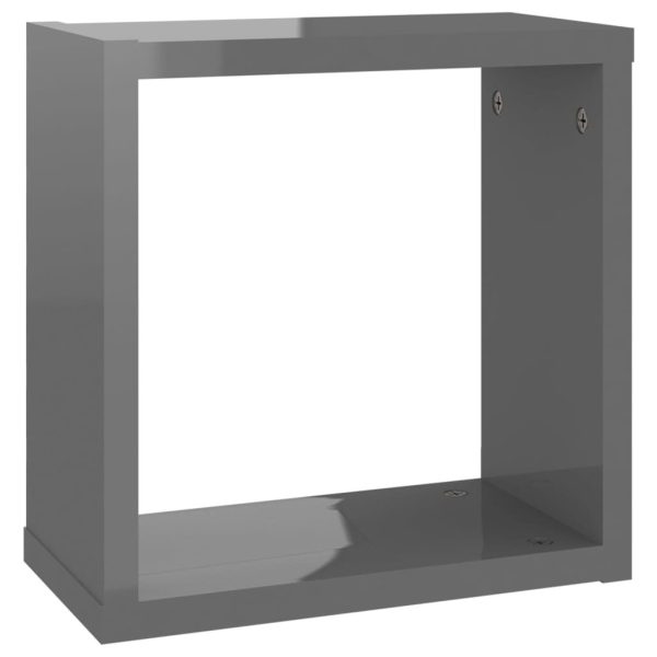 Wall Cube Shelves 2 pcs – 30x15x30 cm, High Gloss Grey