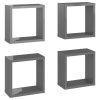 Wall Cube Shelves 4 pcs – 30x15x30 cm, High Gloss Grey