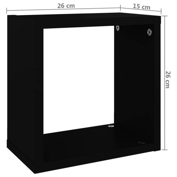 Wall Cube Shelves 6 pcs – 26x15x26 cm, Grey