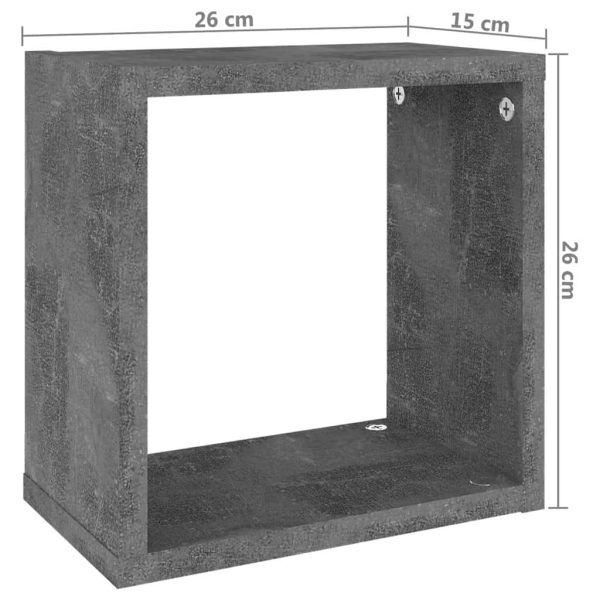 Wall Cube Shelves 4 pcs – 26x15x26 cm, Concrete Grey