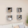 Wall Cube Shelves 4 pcs – 26x15x26 cm, Concrete Grey