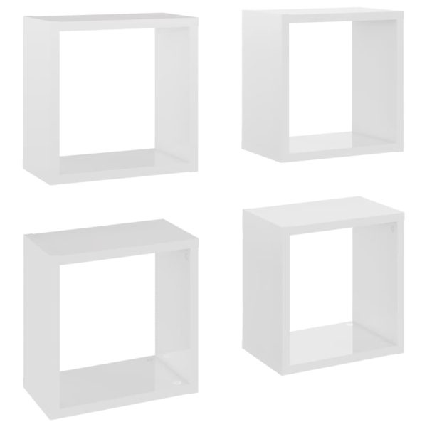 Wall Cube Shelves 4 pcs – 26x15x26 cm, High Gloss White