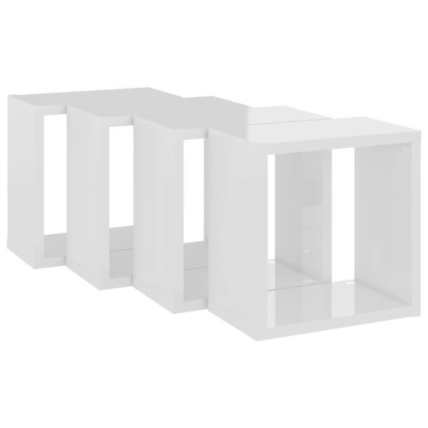 Wall Cube Shelves 4 pcs – 26x15x26 cm, High Gloss White