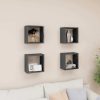 Wall Cube Shelves 4 pcs – 26x15x26 cm, High Gloss Grey