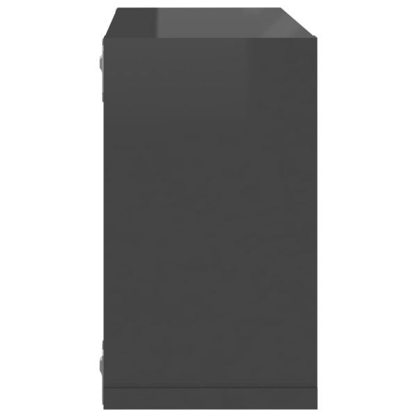 Wall Cube Shelves 4 pcs – 26x15x26 cm, High Gloss Grey