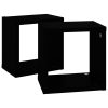Wall Cube Shelves 2 pcs – 22x15x22 cm, Black