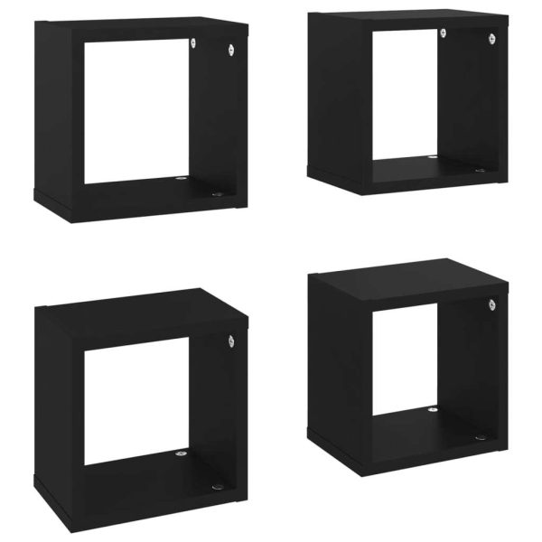 Wall Cube Shelves 4 pcs – 22x15x22 cm, Black