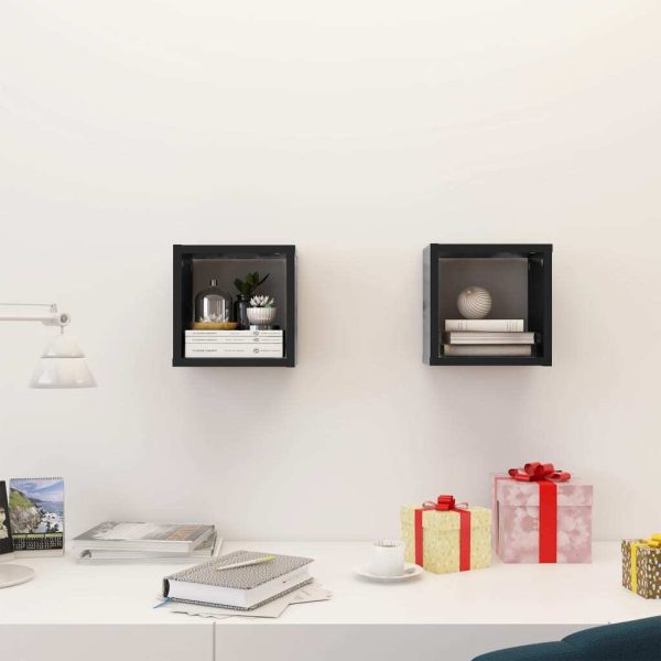 Wall Cube Shelves 2 pcs – 22x15x22 cm, Grey