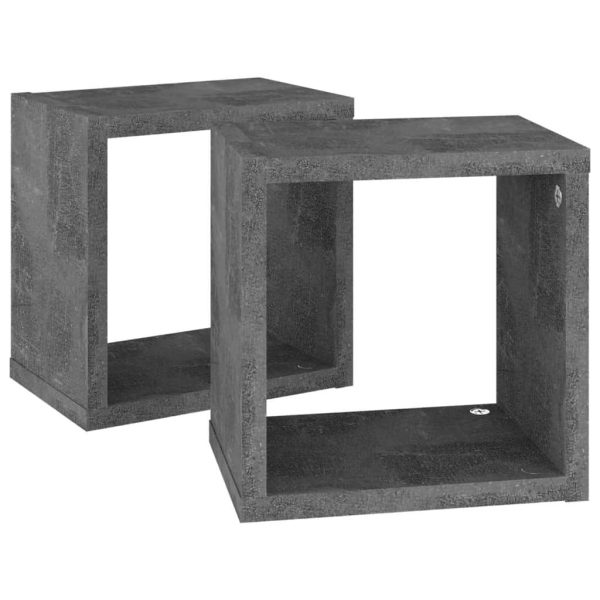 Wall Cube Shelves 2 pcs – 22x15x22 cm, Concrete Grey