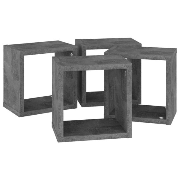 Wall Cube Shelves 4 pcs – 22x15x22 cm, Concrete Grey