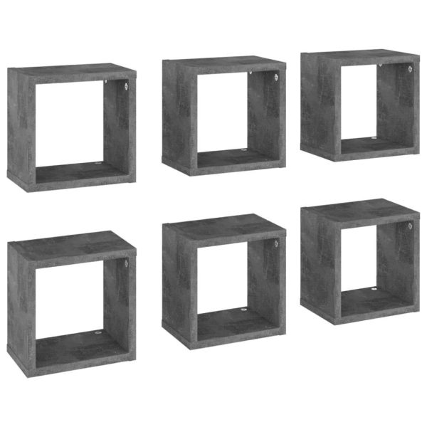 Wall Cube Shelves 6 pcs – 22x15x22 cm, Concrete Grey