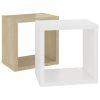 Wall Cube Shelves 2 pcs – 22x15x22 cm, White and Sonoma Oak