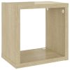 Wall Cube Shelves 2 pcs – 22x15x22 cm, White and Sonoma Oak