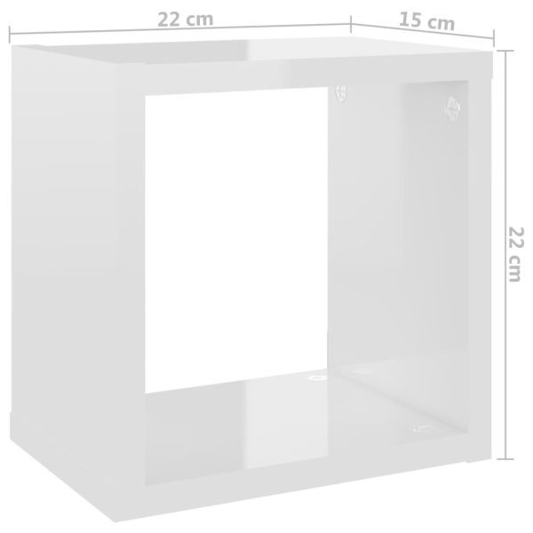 Wall Cube Shelves 6 pcs – 22x15x22 cm, High Gloss White