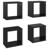 Wall Cube Shelves 4 pcs – 22x15x22 cm, High Gloss Black