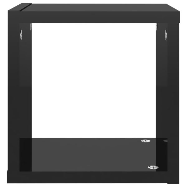 Wall Cube Shelves 6 pcs – 22x15x22 cm, High Gloss Black