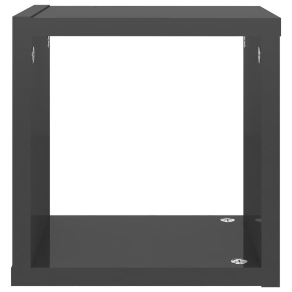 Wall Cube Shelves 2 pcs – 22x15x22 cm, High Gloss Grey