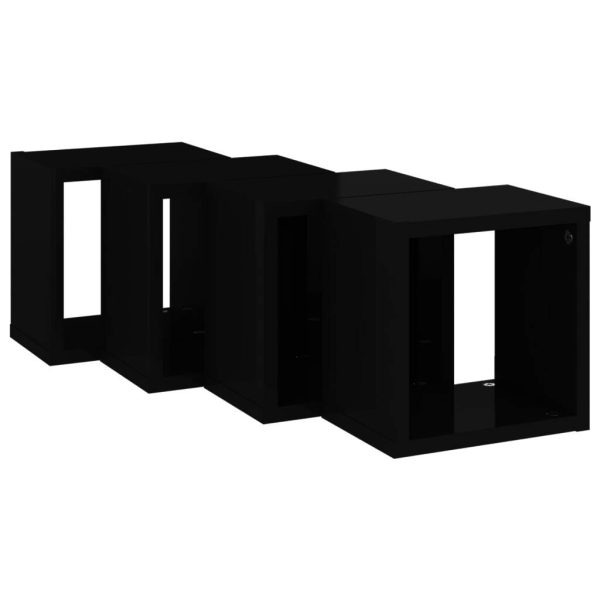 Wall Cube Shelves 4 pcs – 22x15x22 cm, High Gloss Grey