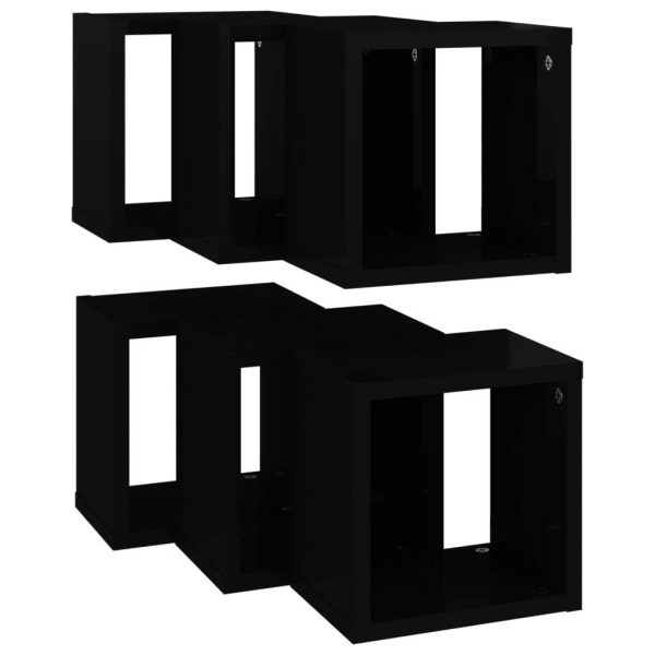Wall Cube Shelves 6 pcs – 22x15x22 cm, High Gloss Grey