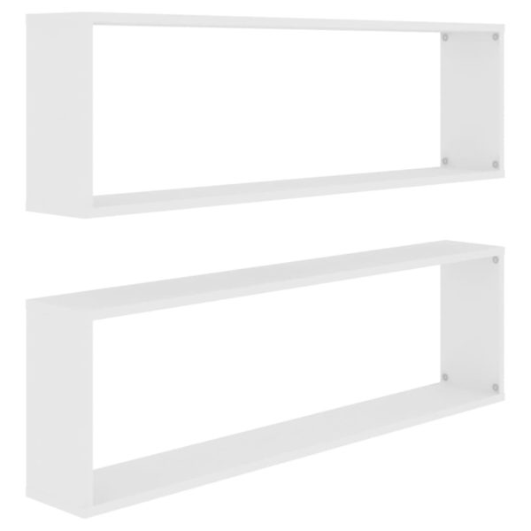 Wall Cube Shelves 2 pcs – 100x15x30 cm, White