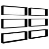 Wall Cube Shelves 6 pcs – 100x15x30 cm, Black