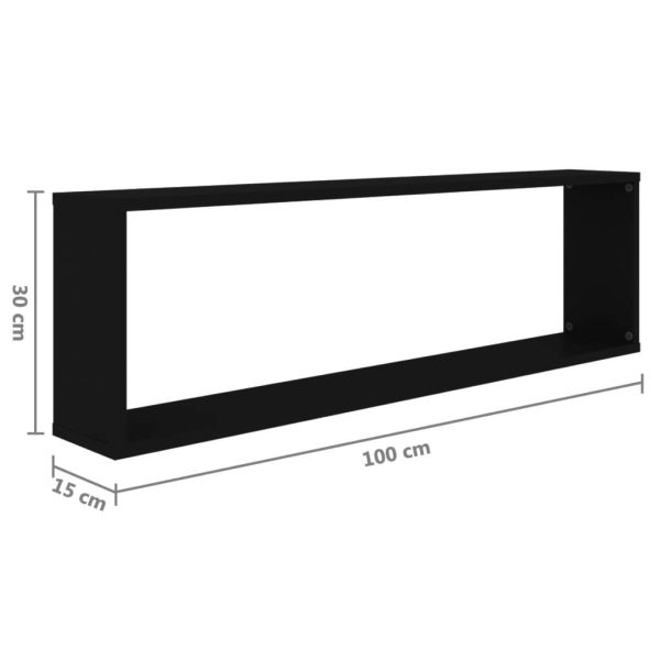 Wall Cube Shelves 2 pcs – 100x15x30 cm, Grey
