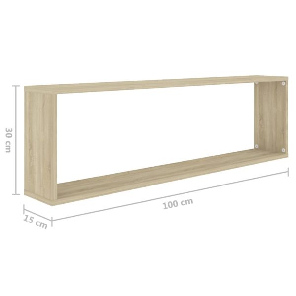 Wall Cube Shelves 2 pcs – 100x15x30 cm, Sonoma oak