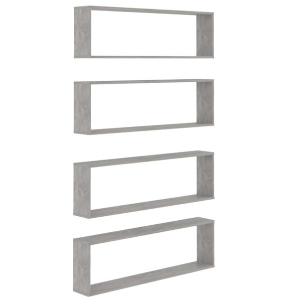 Wall Cube Shelves 4 pcs – 100x15x30 cm, Concrete Grey