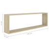 Wall Cube Shelves 2 pcs – 100x15x30 cm, White and Sonoma Oak