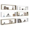 Wall Cube Shelves 6 pcs – 100x15x30 cm, White and Sonoma Oak