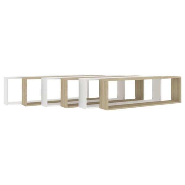 Wall Cube Shelves 6 pcs – 100x15x30 cm, White and Sonoma Oak