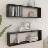 Wall Cube Shelves 2 pcs – 100x15x30 cm, High Gloss Black