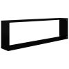Wall Cube Shelves 4 pcs – 100x15x30 cm, High Gloss Black