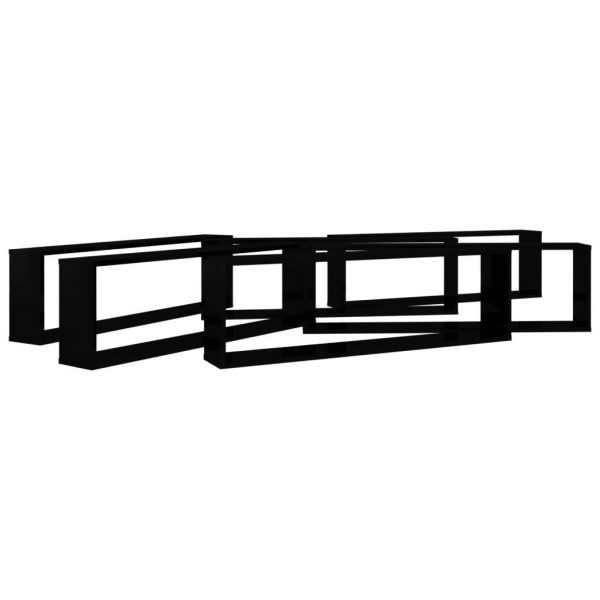 Wall Cube Shelves 6 pcs – 100x15x30 cm, High Gloss Black