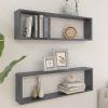 Wall Cube Shelves 2 pcs – 100x15x30 cm, High Gloss Grey
